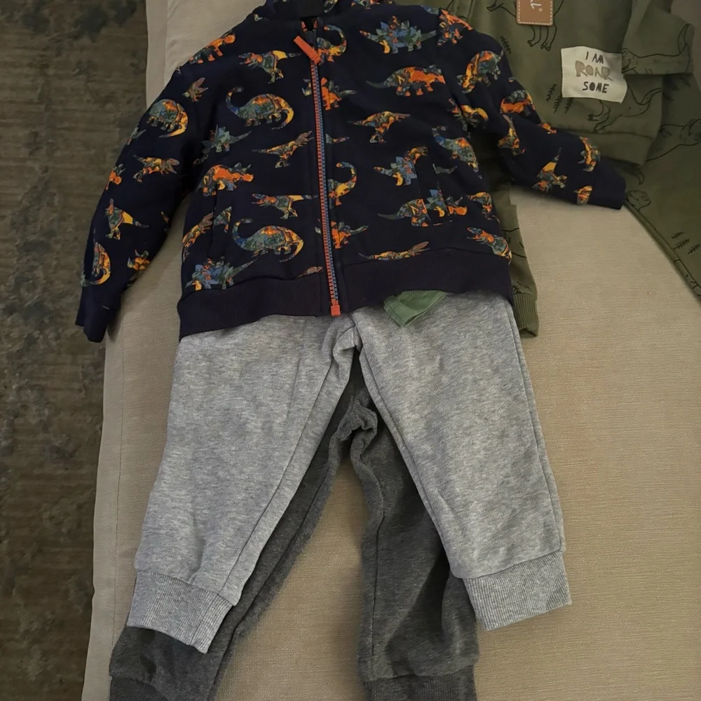 18 M Dinosaur BUNDLE - Jacket 1 Madison, Sweatsuit Kit+Pearl, Little Me Set NWT